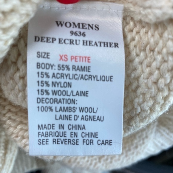 Woolrich Sweater Bird Motif Deep Ecru Heather Size XSP - Picture 9 of 10